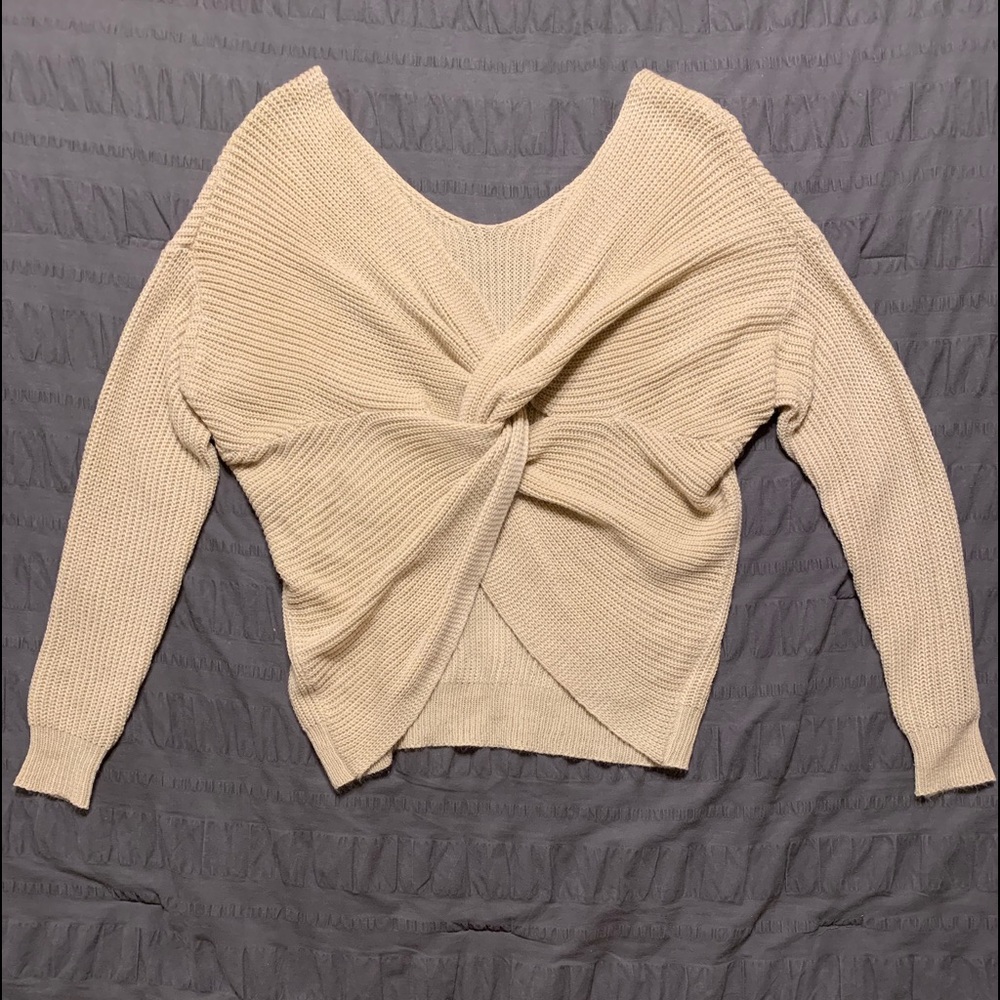 Open back cream sweater